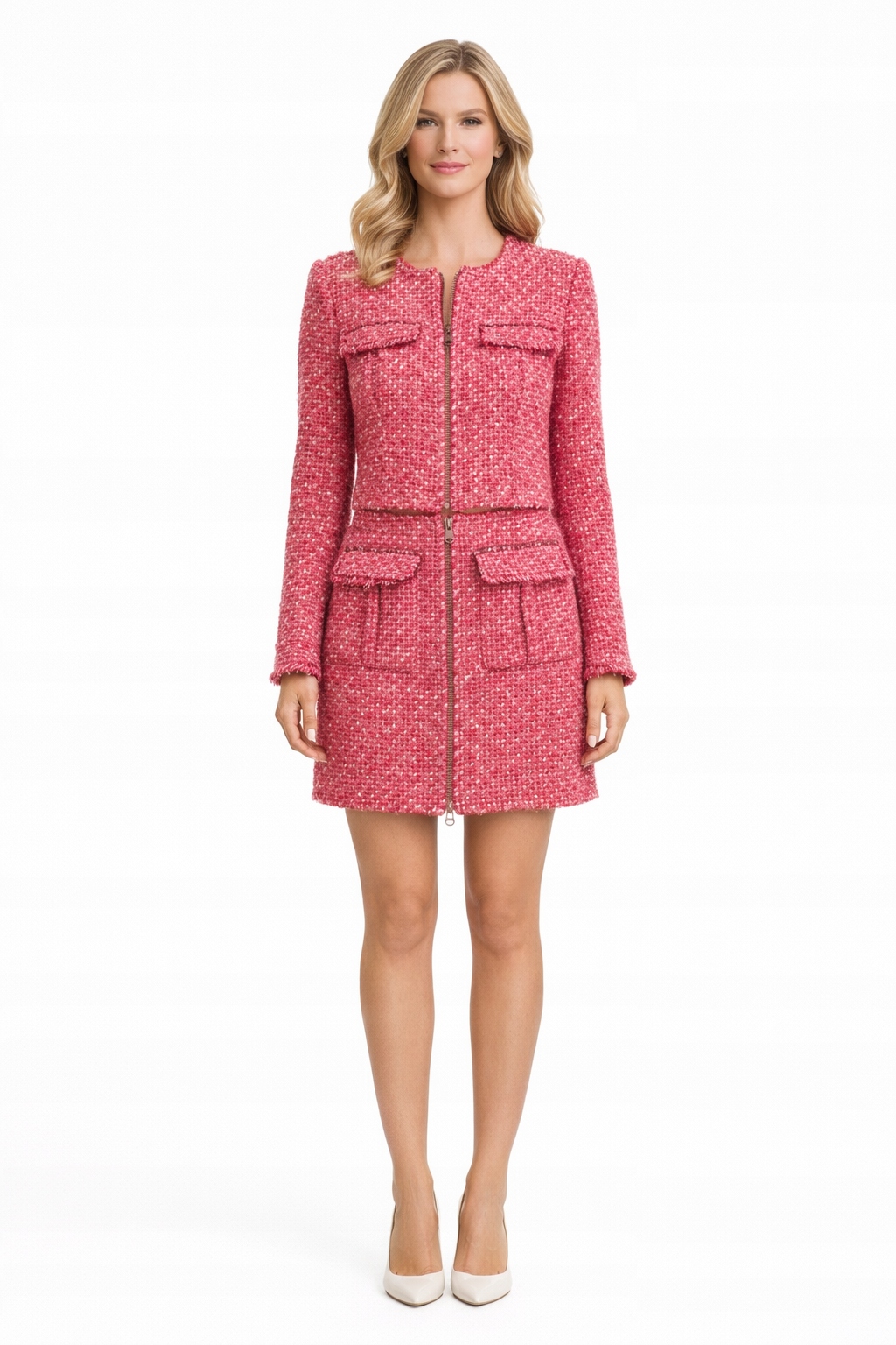 Patrizia Pepe Růžová Sako S Třásněmi Bavlna 42 I3C