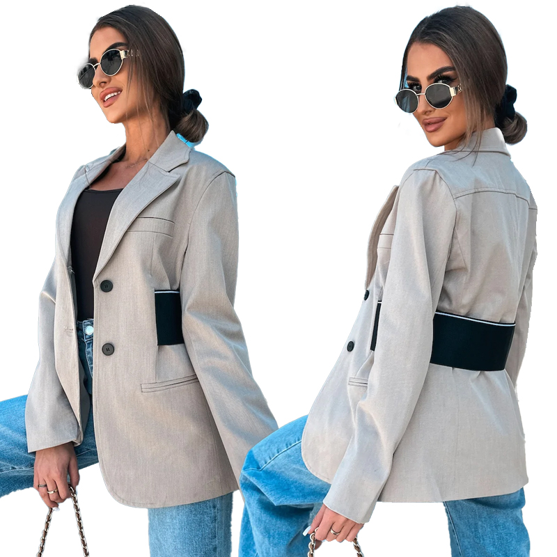 Sako s ozdobným páskem, vypasované, béžové, Andrietta L