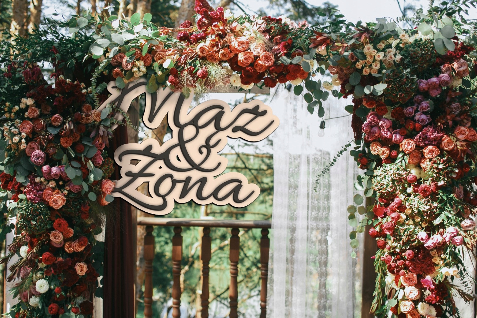 Drewniany napis MĄŻ I ŻONA na ściankę na stół drewniane ozdoby na ślub Marka SMX Design