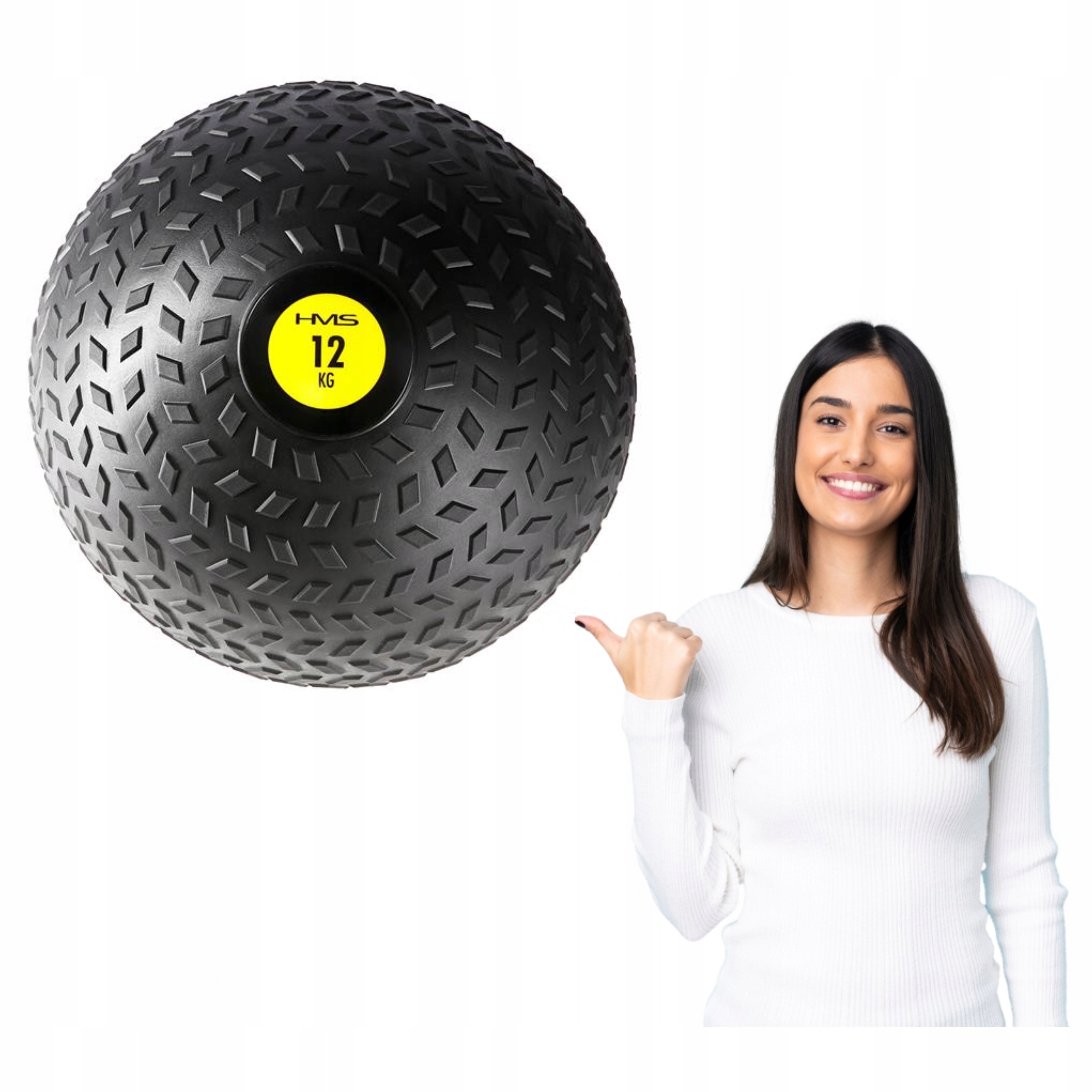 Antypoślizgowa piłka treningowa slam ball 12kg do ćwiczeń Hms