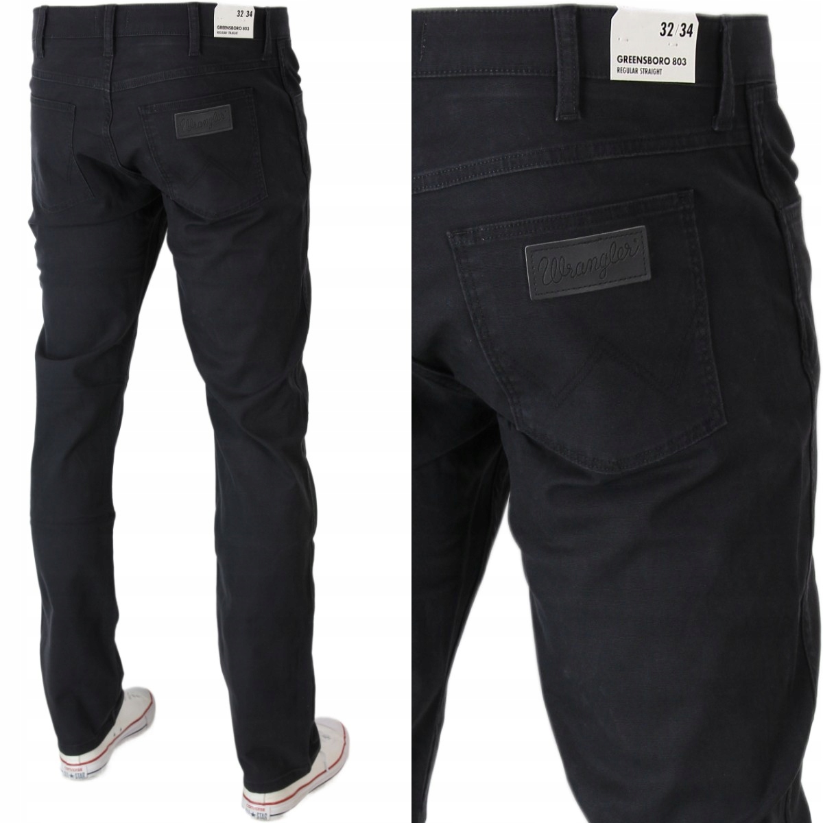 Wrangler Greensboro Jeansy Proste Materiał " Black Caviar"_ W30 L30