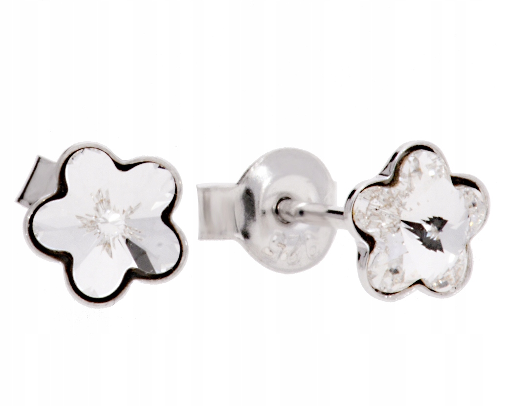 

Kolczyki białe sztyfty kwiat srebro 925 Swarovski