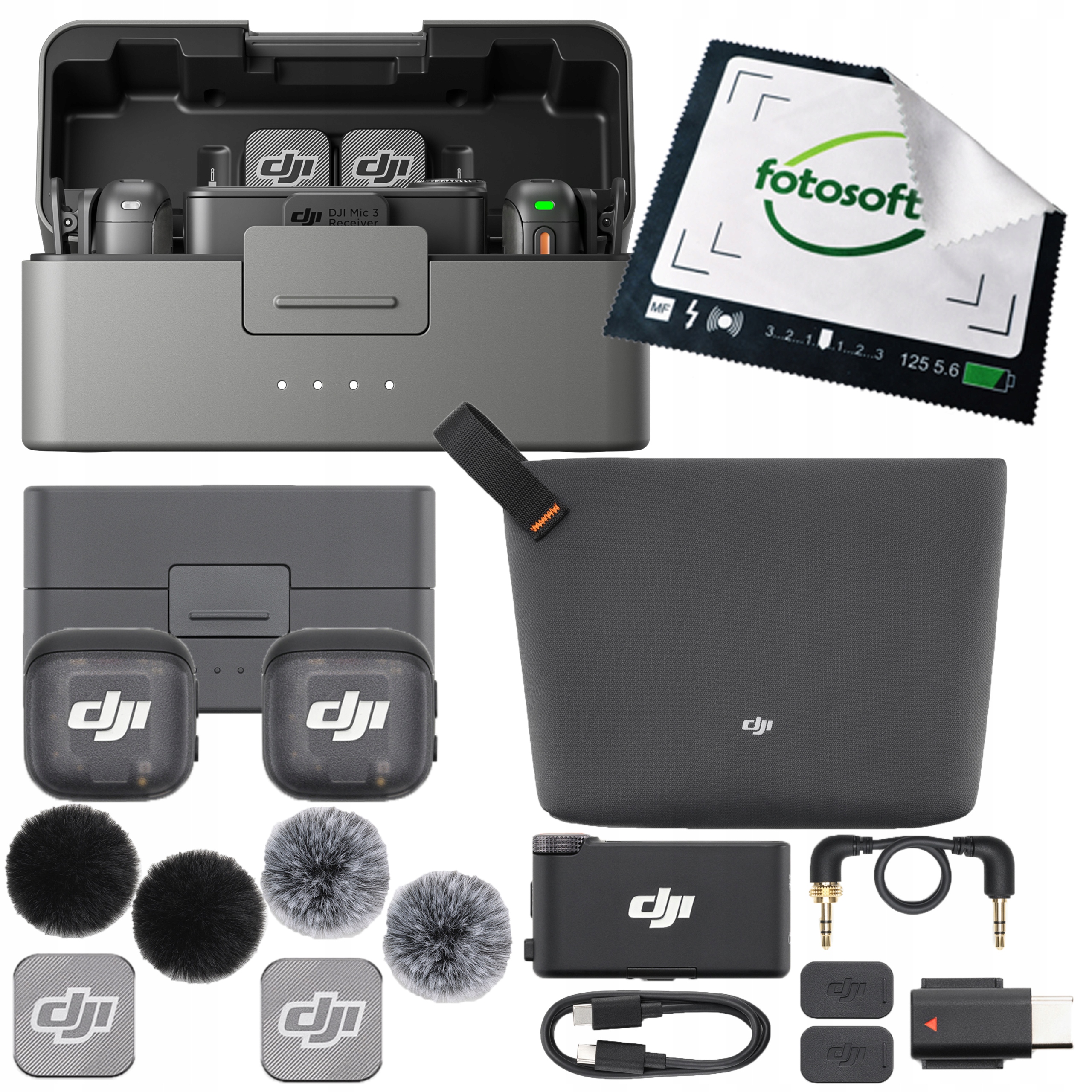 Dji MIC 3 (2 Tx 1 Rx Etui Ładujące) Bt Vlog 28H 400m Redukcja