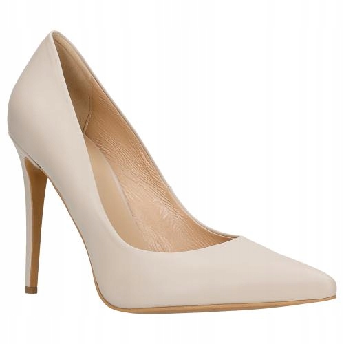 Czółenka damskie na szpilce Wojas beżowe r.37