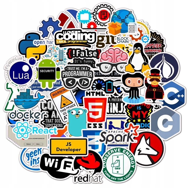

Naklejki Sticker Bomb wodoodporne MIX Java 50szt