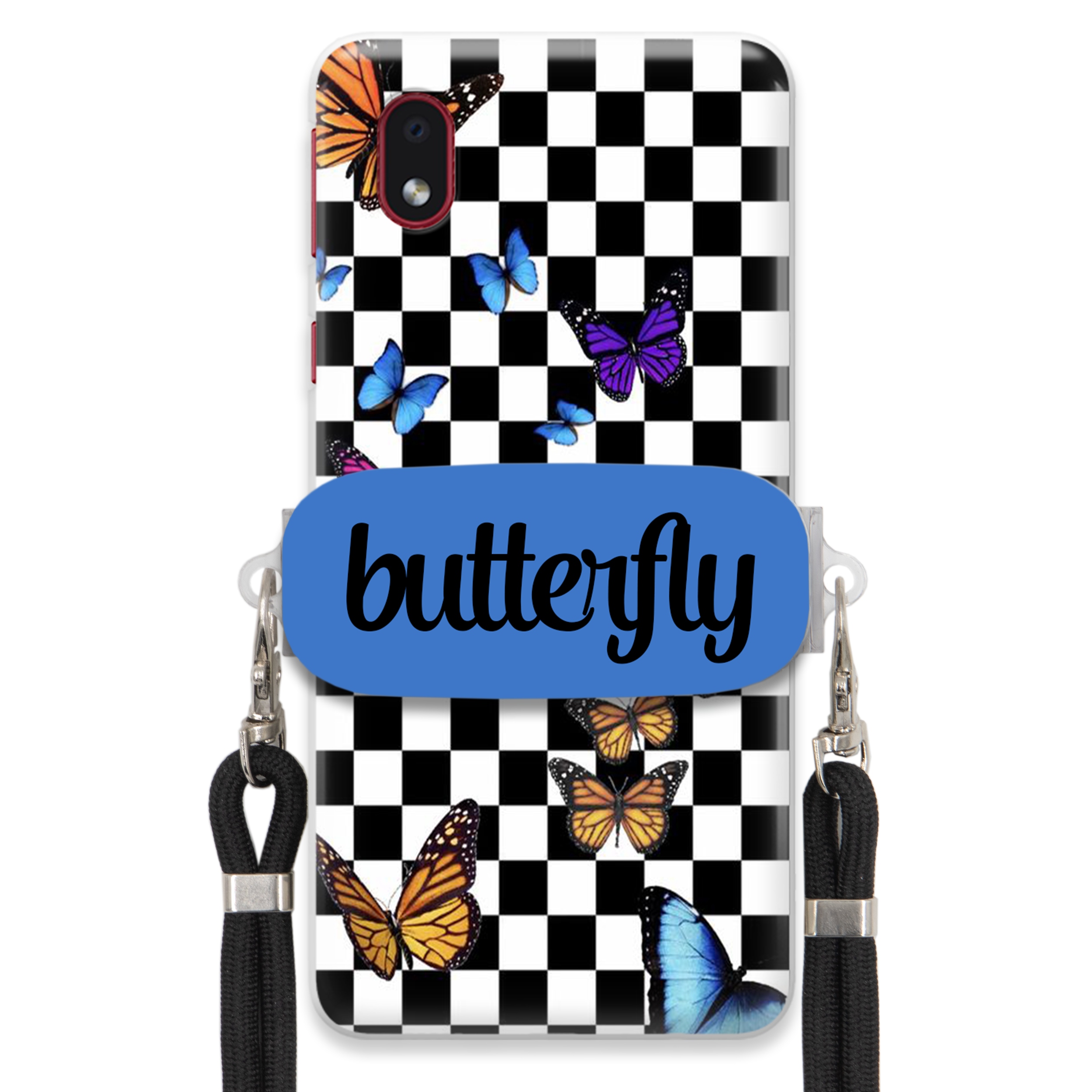 Puzdro Pre Samsung A01 Core Case Obdĺžnikový Držiak Vodítko Butterfly Motýle