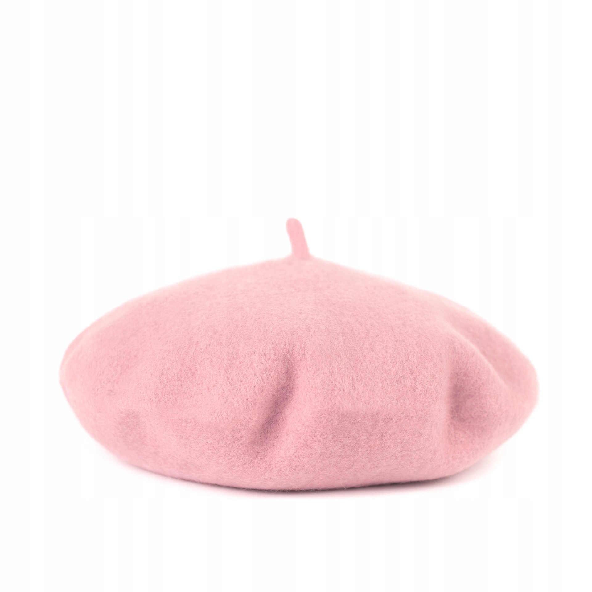 Beret Wełniany Francuski Klasyczny Różowy Damski