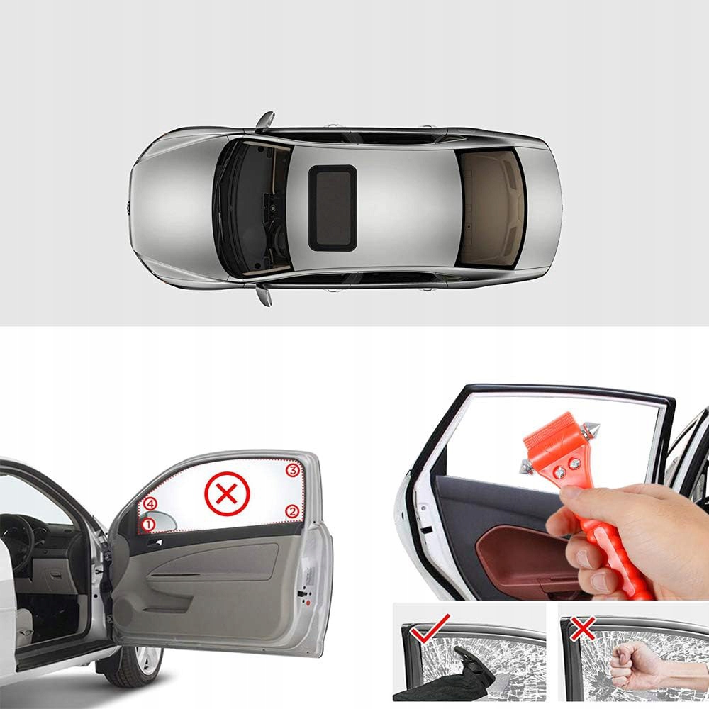 PRZECINAK DO PASÓW BEZPIECZEŃSTWA, 4 SZTUK MŁOTEK BEZPIECZEŃSTWA SAMOCHODU Waga produktu z opakowaniem jednostkowym 0.33 kg