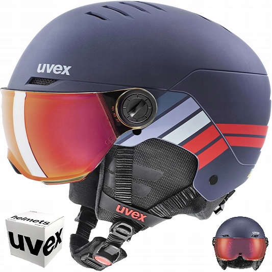 Snowboardová lyžařská přilba Uvex Rocket jr. 51-55 cm navy red stripes mat