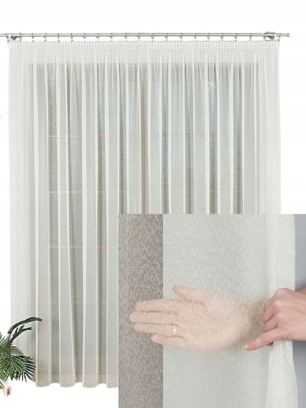 Záclony na markýze Záclona s páskou Krémová Klasická Styl š.230x150