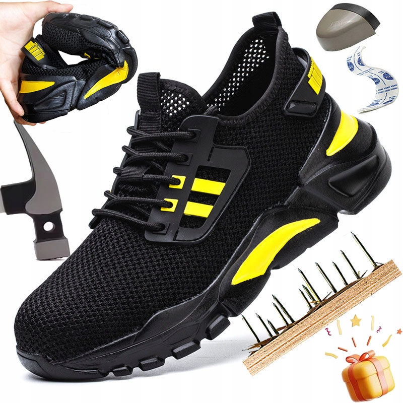 Męskie Oddychające Ochronne Buty Robocze Sportowe Bhp Z Podnoskiem R.41