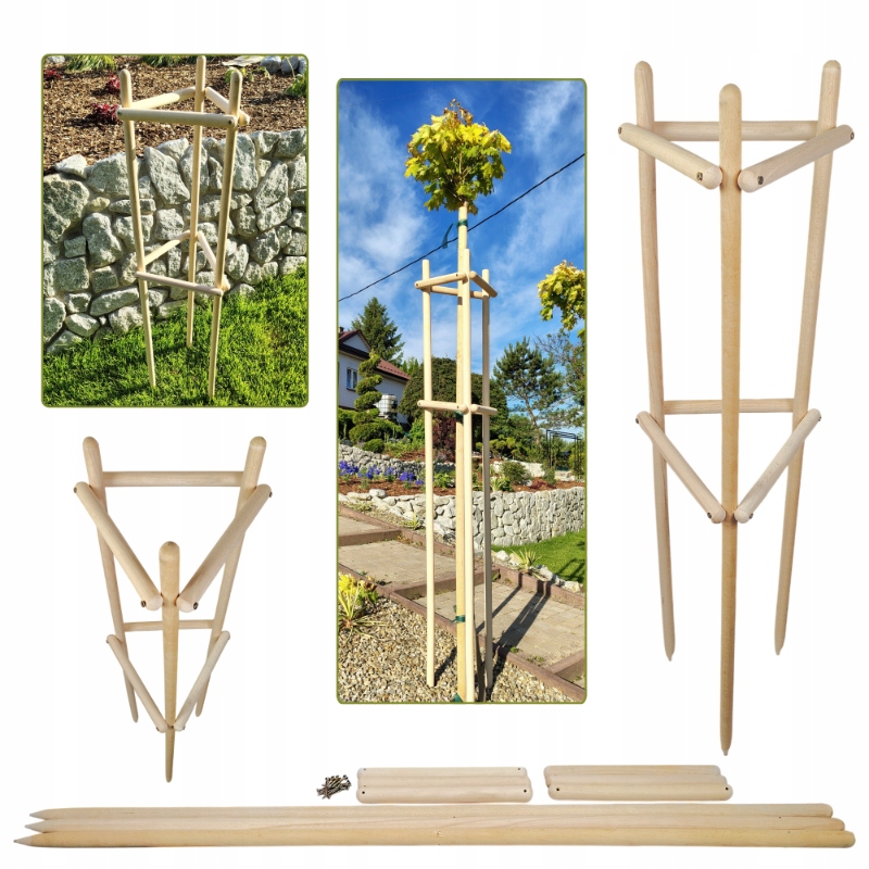 PODPORA OGRODOWA 250 CM FI 38 TRÓJKĄT DREWNIANA WSPORNIK DO ROŚLIN BUK
