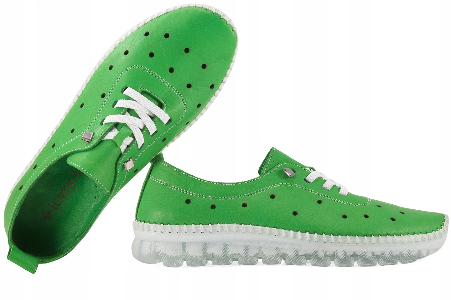 Loretta Vitale ES/100 Dámské Kožené Polobotky Ažurové, zelené