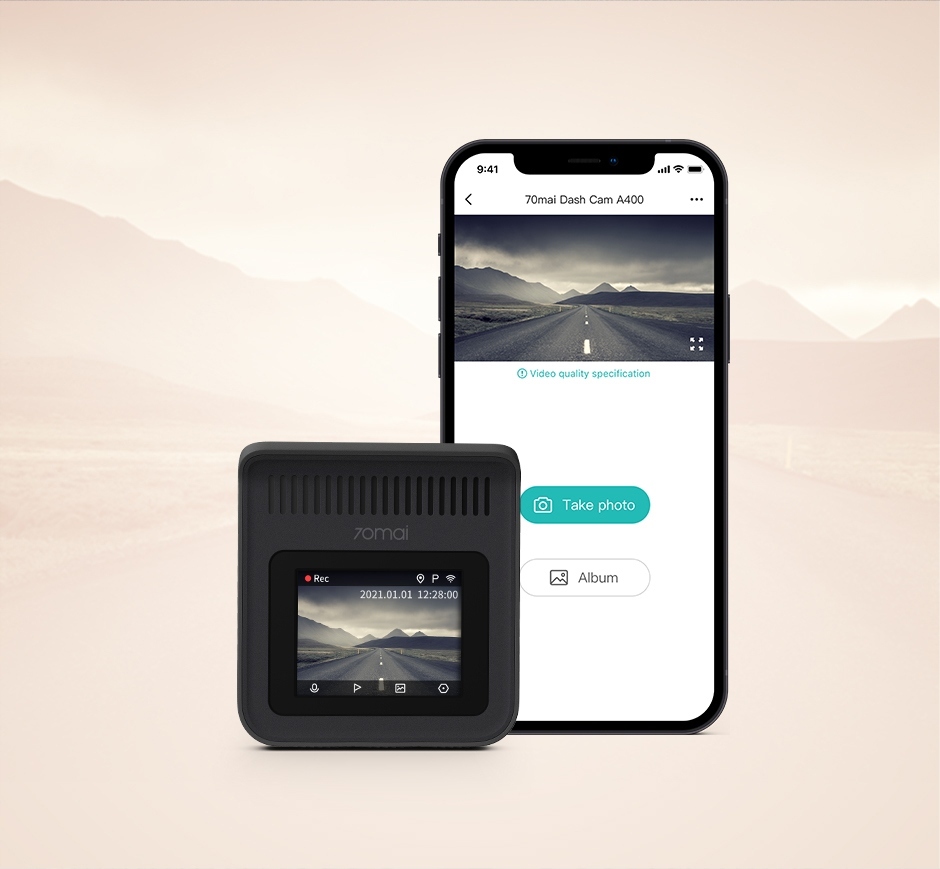 Kamera samochodowa 70mai A400 + RC09 SET Red + oryginalna karta 128GB Kąt widzenia 145°