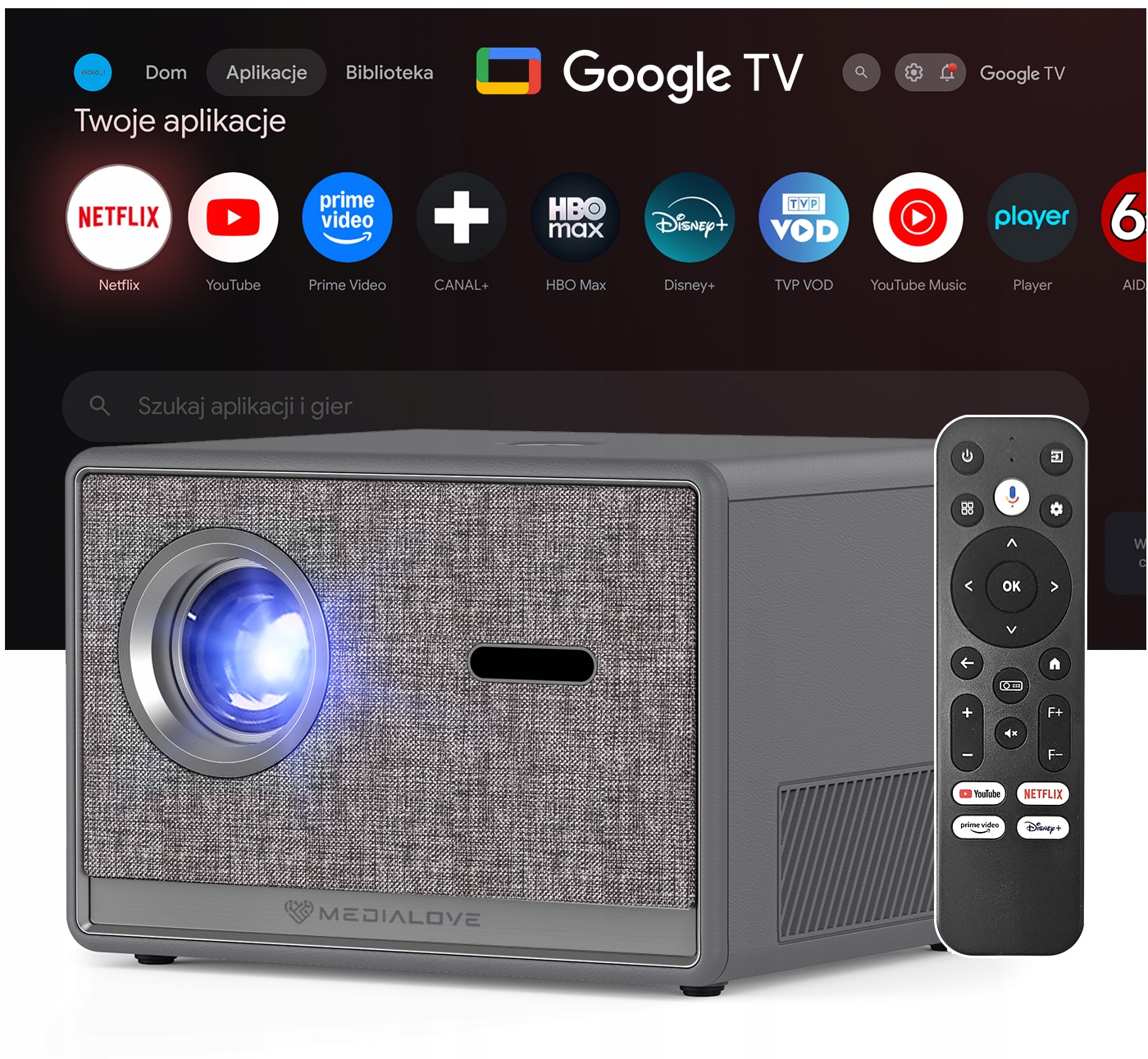 Projektor Led Android 1000ANSI FullHD 4K GoogleTV AndroidTV AutoFocus Wifi