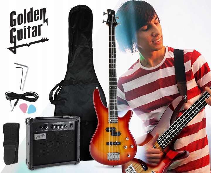 Zestaw gitara basowa elektryczna wzmacniacz akcesoria gitara do nauki Marka Golden Guitar