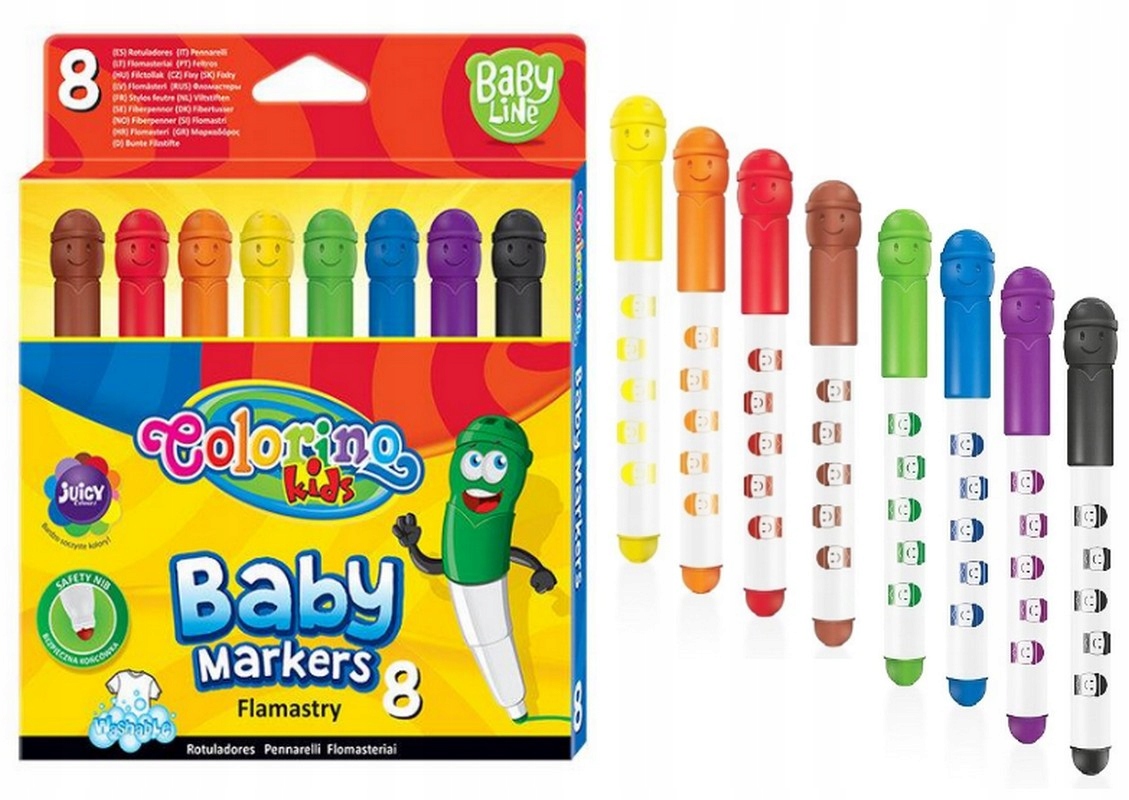 COLORINO BABY LINE FLAMASTRY ZMYWALNE DLA MALUCHÓW 8 kolorów