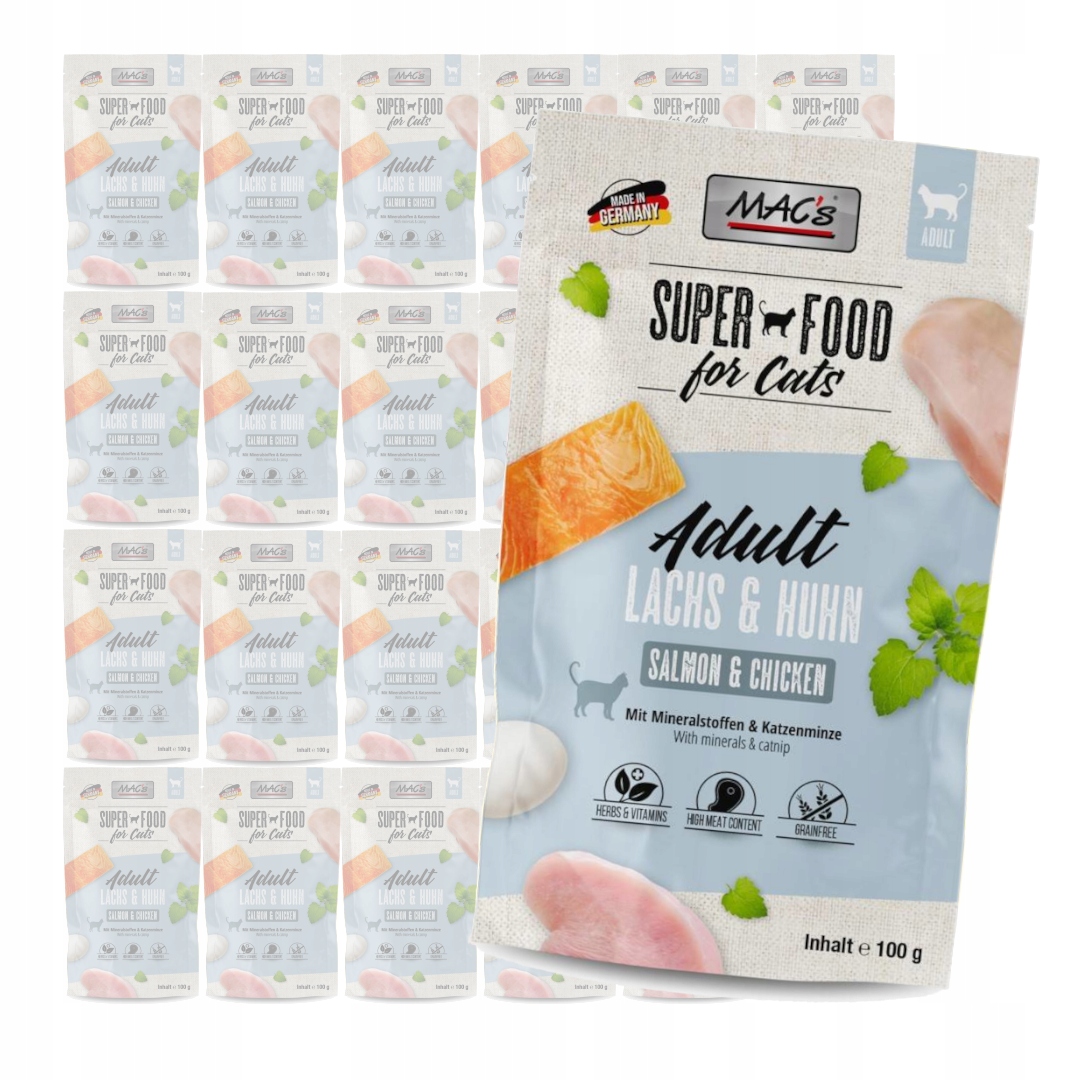 Levně MAC's Mokré Krmivo Pro Kočky Losos a kuře 24x100 g