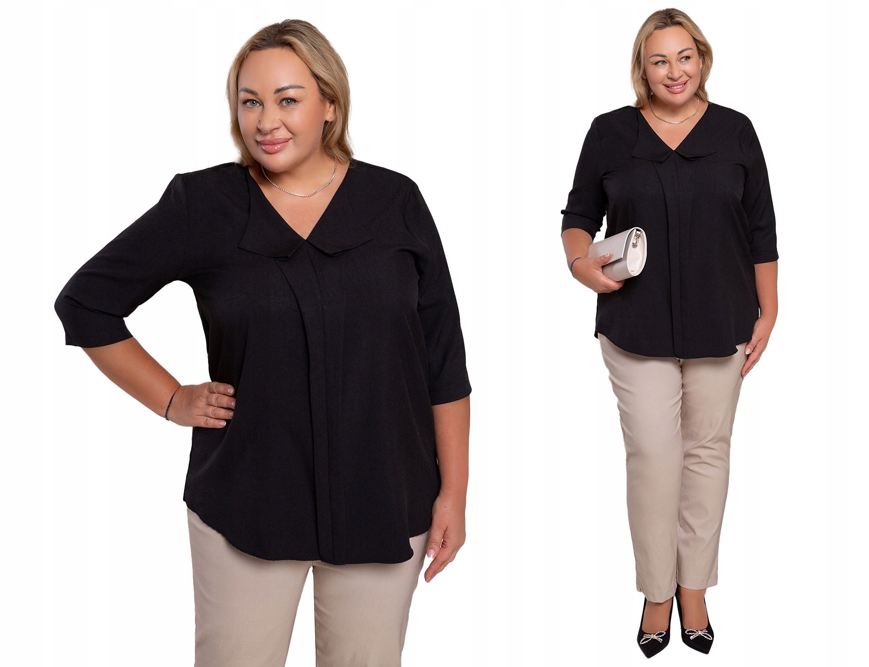 Lněná volná halenka v černé barvě 52