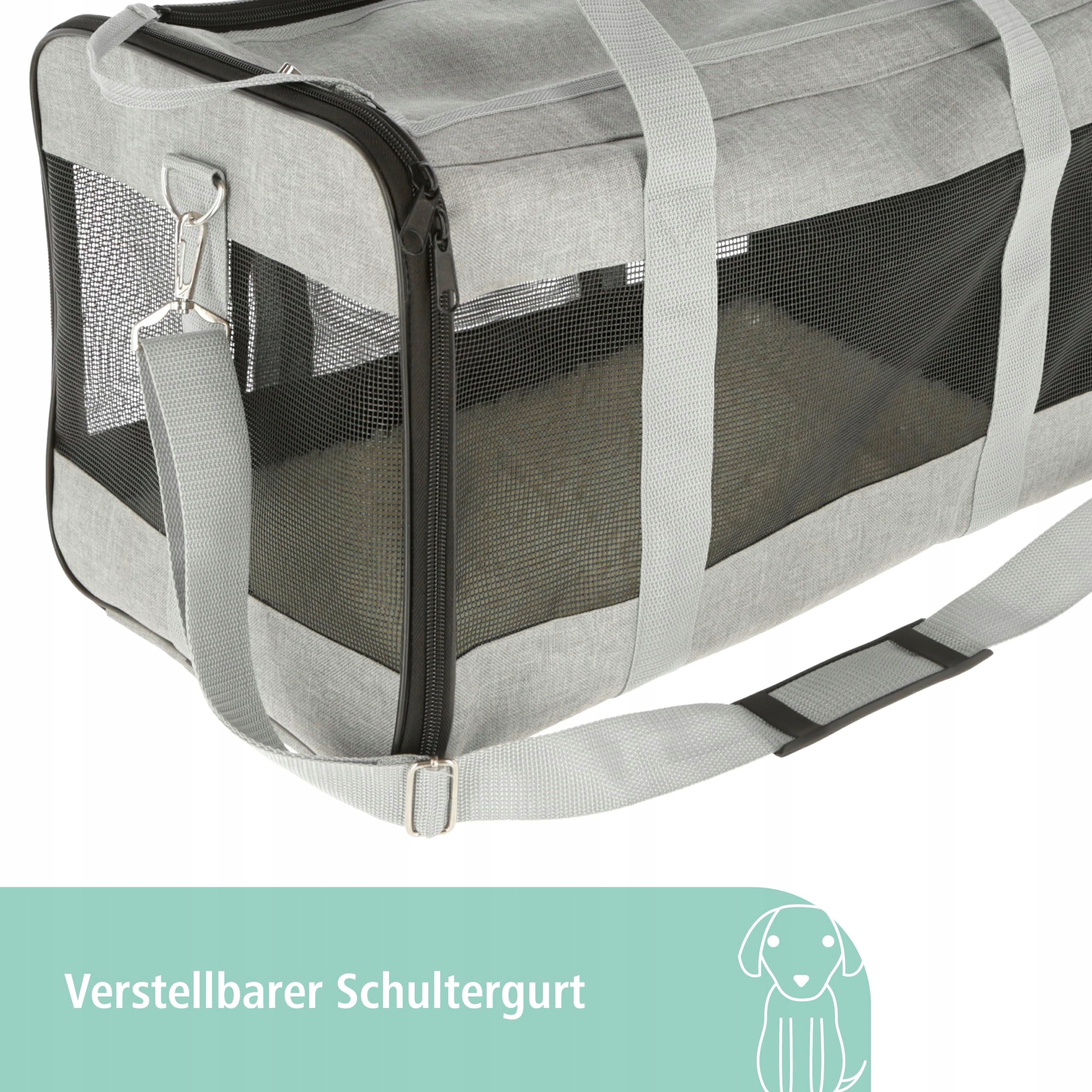 Levně Kerbl Přepravní taška pro psy a kočky do 9 kg s úchytem a popruhem, šedá