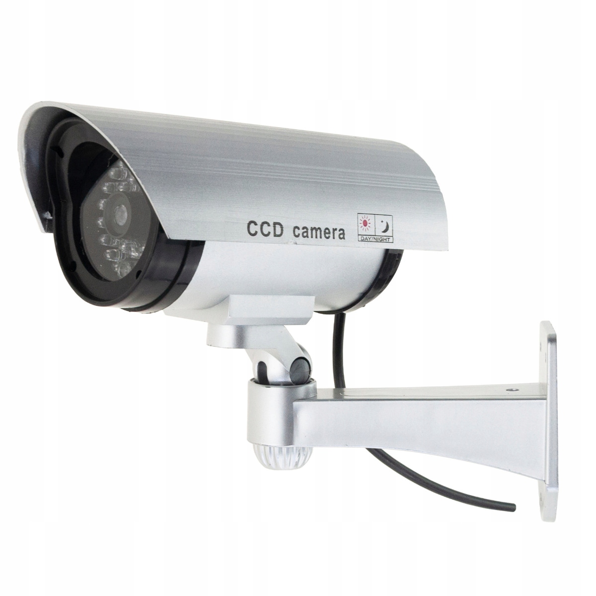 KAMERA ATRAPA IR LED MONITORING KAMERA ZEWNĘTRZNA ŚCIENNA Z DIODĄ MIGAJĄCA Kolor srebrny