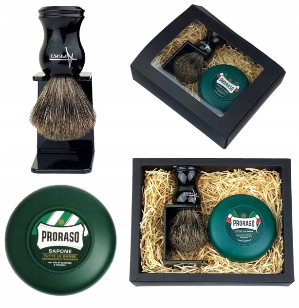 Pędzel do golenia Mydło do golenia Pędzel z naturalnego włosia Zestaw