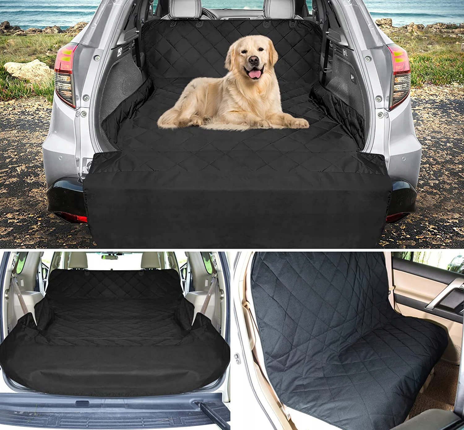 MATA DO BAGAŻNIKA SAMOCHODU DLA PSA POKROWIEC Cechy dodatkowe gotowe otwory na pasy