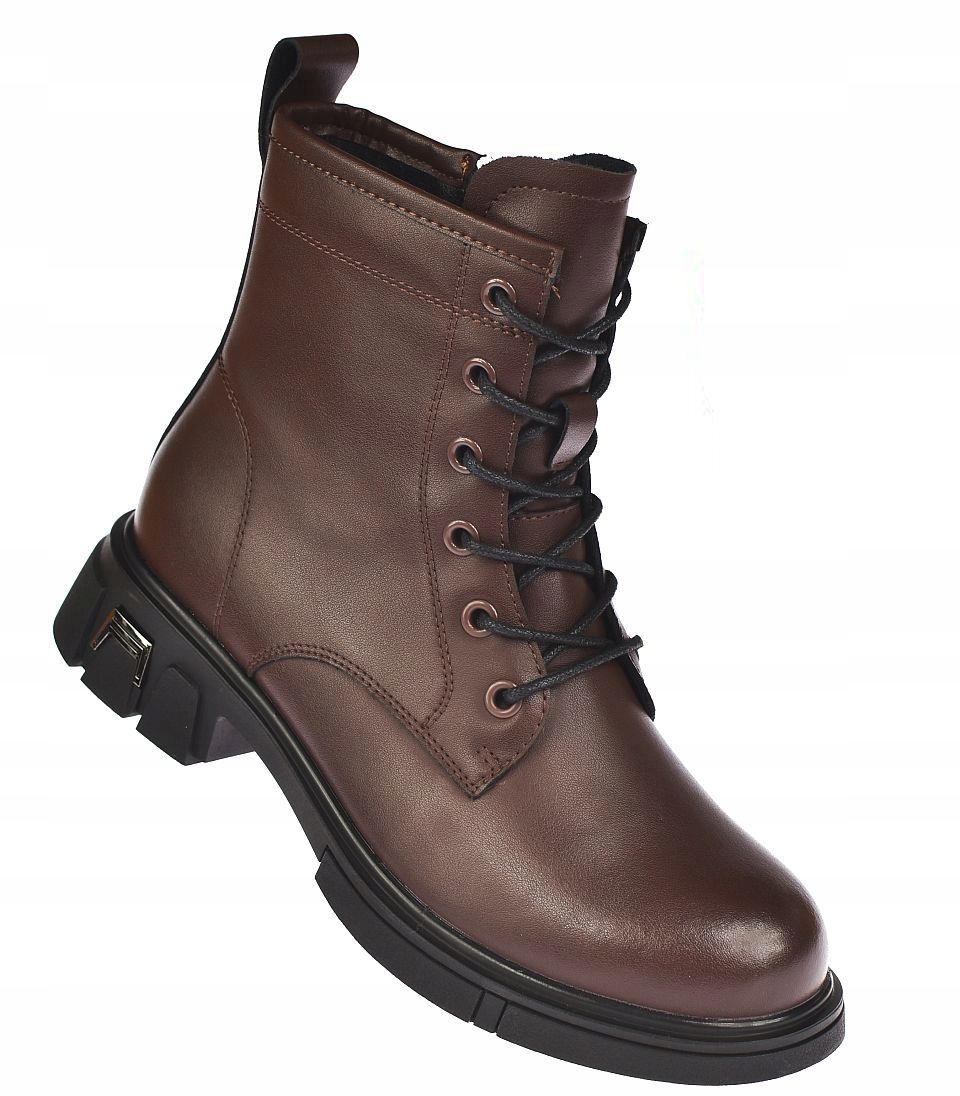 Dámské dámské kotníkové boty zateplené boty JK/B-3-106 hnědé, na zip, velikost vel