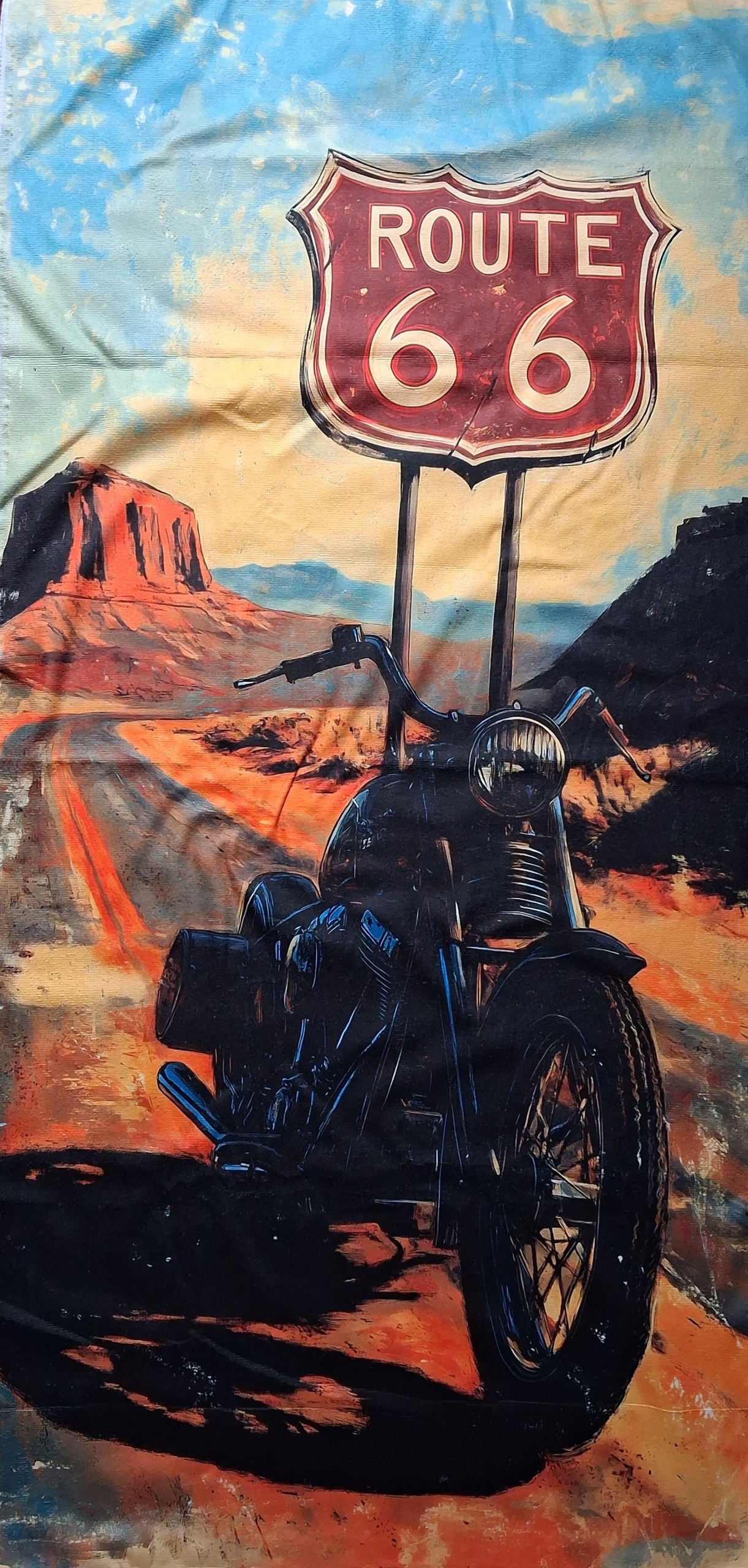 Motocyklový Ručník Route 66 Plážový Kaňon Ručník Pro Motorkáře 75x150
