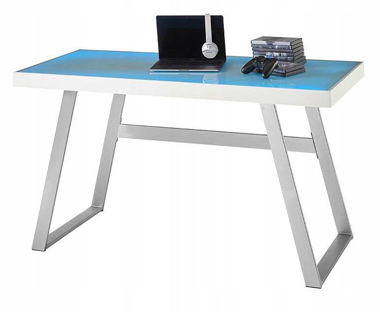 Biurko gamingowe konsola białe z LED Siti 2