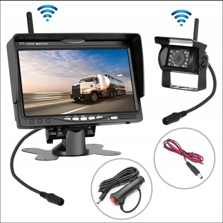 Cúvacia kamera 7-palcový monitor Wifi 2.4 g Truck Bus Stroje Traktory