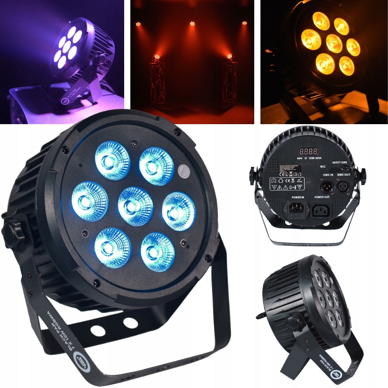 Reflektor Par Led LIGHT4ME Black Par 7x10W Rgbwa Led Oświetlenie Dj