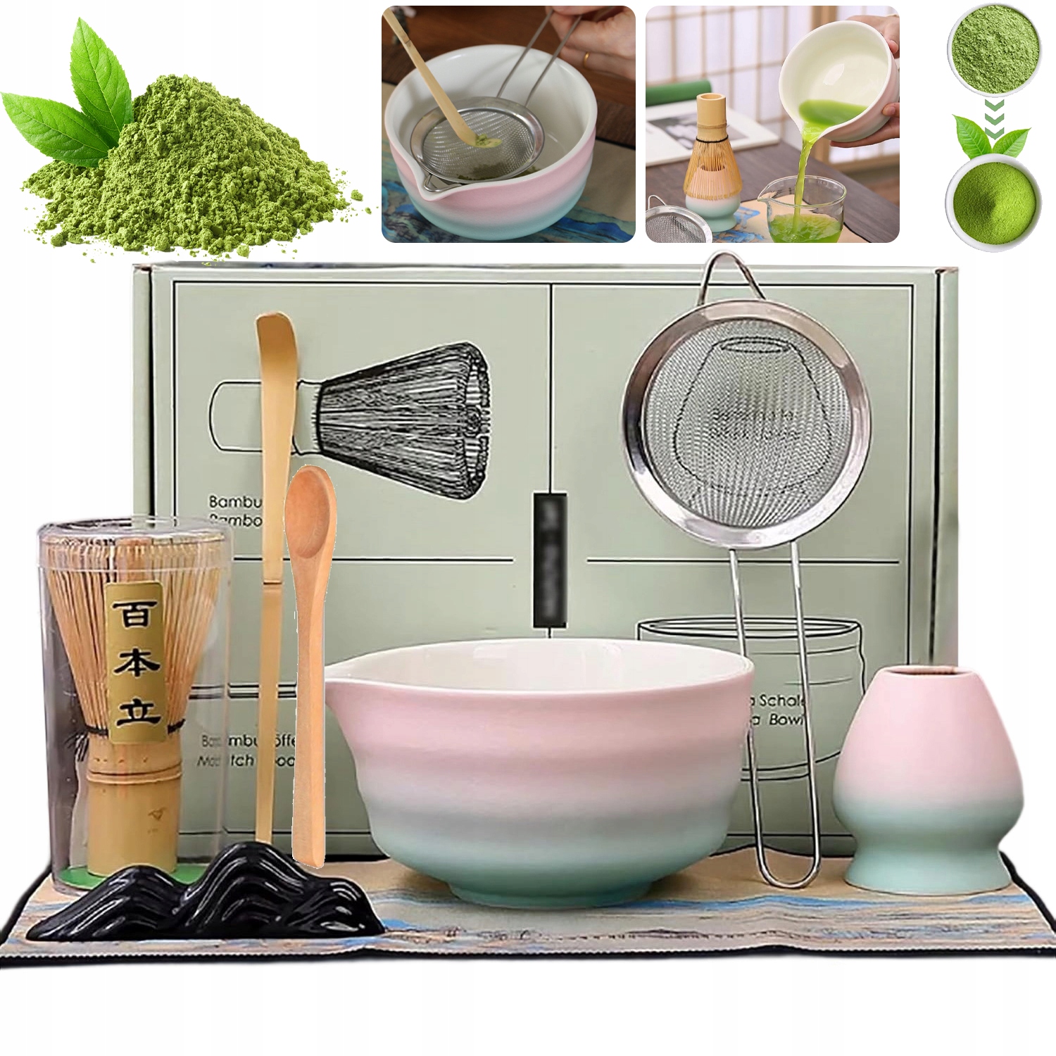 Levně Keramická Metla Na Čaj Matchy Sada Chasen Lžíce Chashaku 8V1