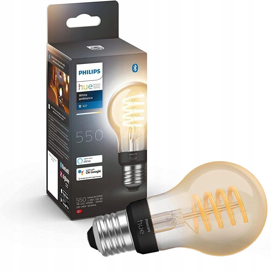 Led žárovka E27 7W A60 Cct Philips Hue Filament Bluetooth Zigbee