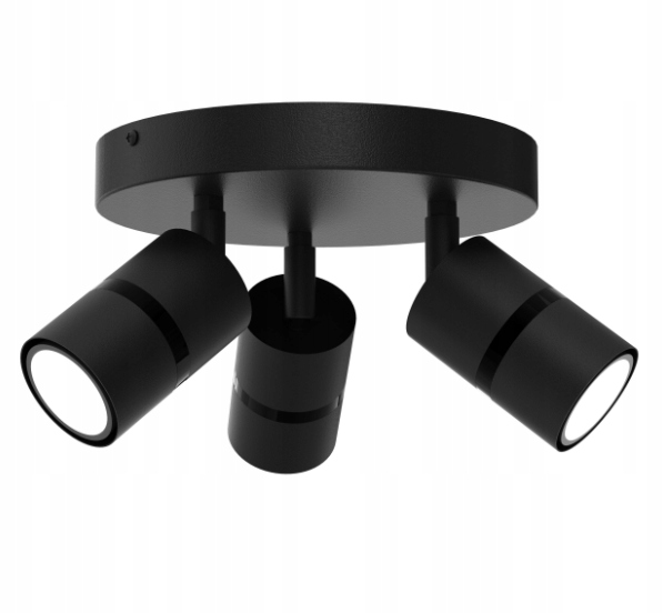 Ewilight Lampa sufitowa wisząca okrągła 3-punkty Tube 3xGU10 czarny