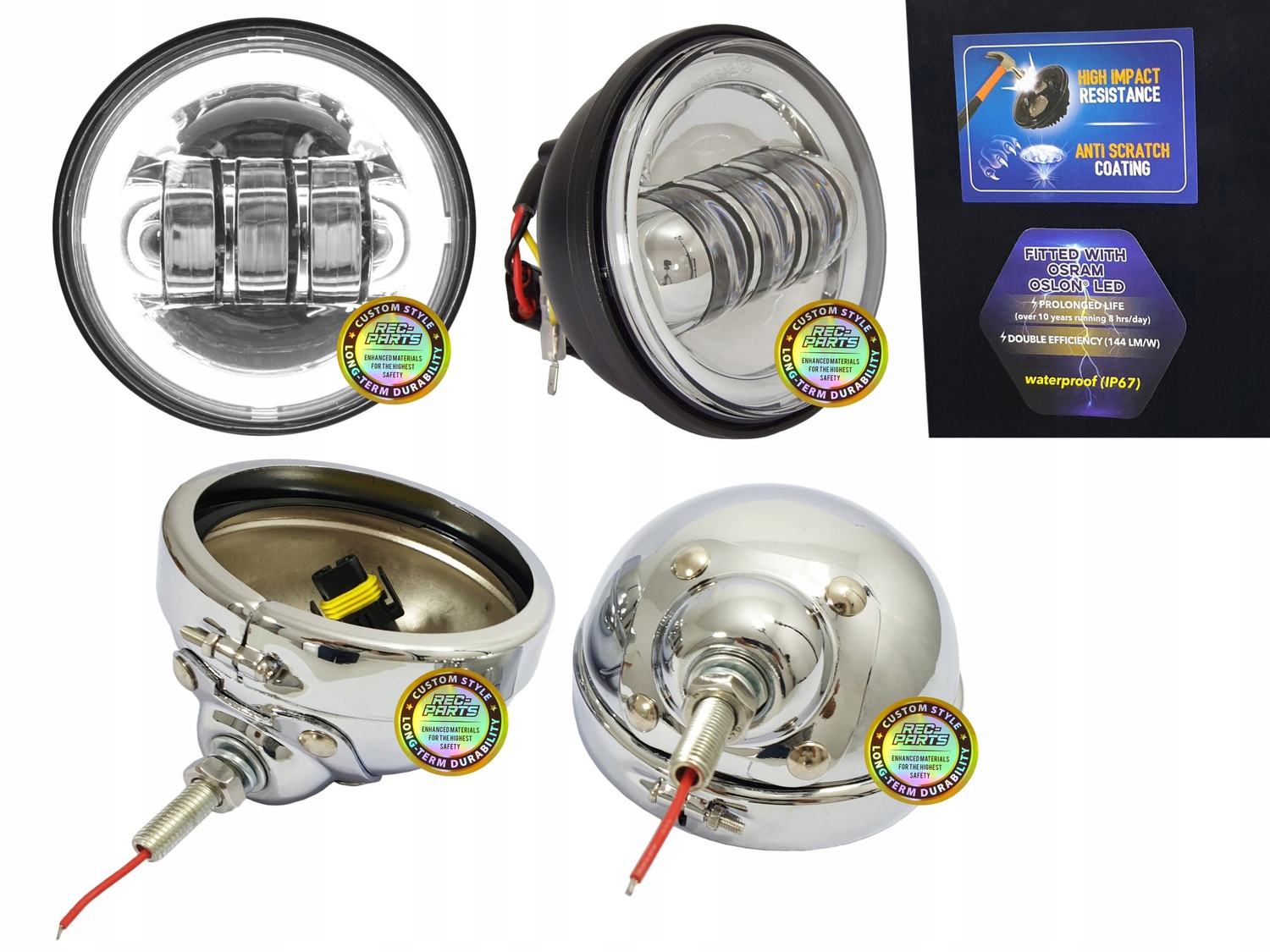 Led lampy Osram 144 Lm/w 4,5 palcové bočné chrómové pre Lightbar Drl tienidlá