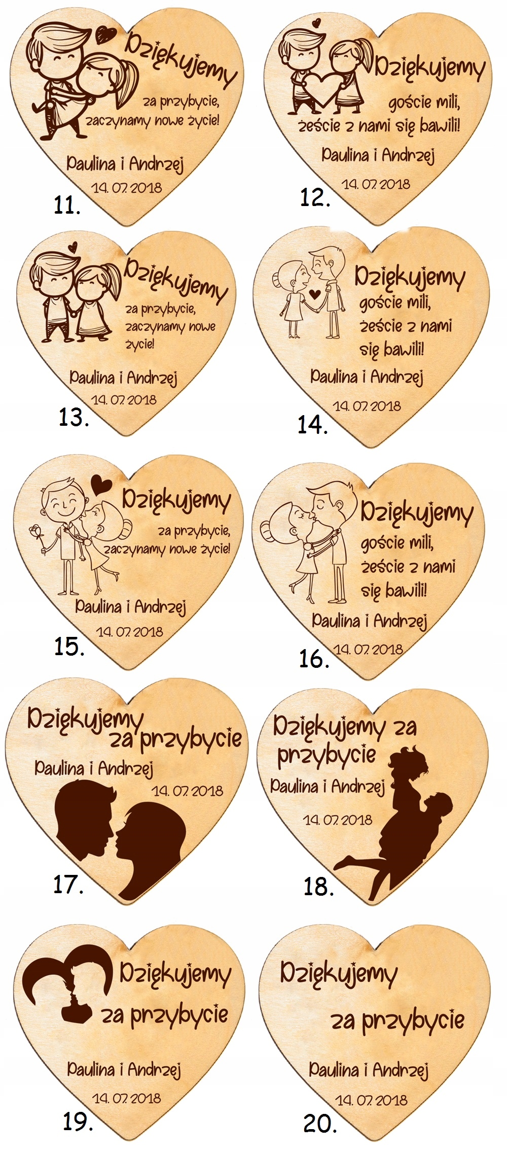 MAGNES podziękowanie ślub ślubne wesele dla gości Materiał wykonania drewno