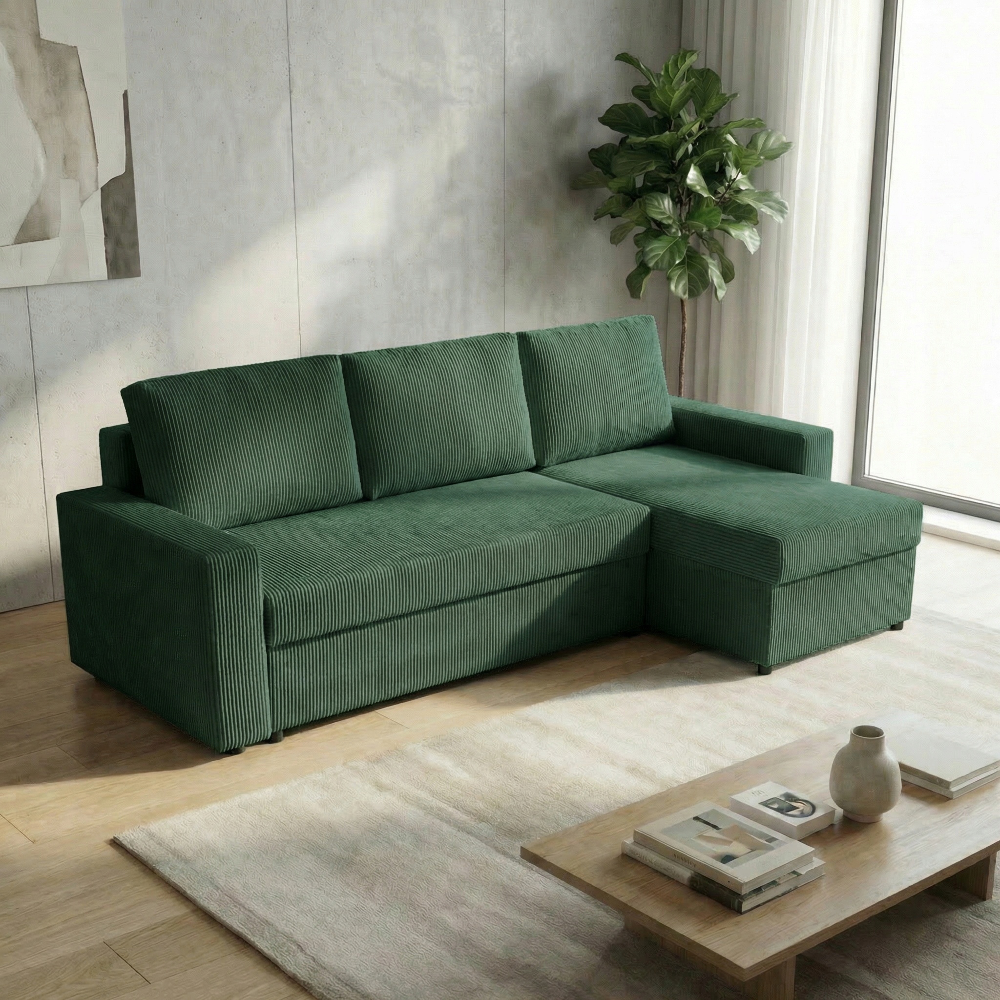 Moderní rohová sedačka s funkcí spaní do obývacího pokoje Nirvana, zelená barva