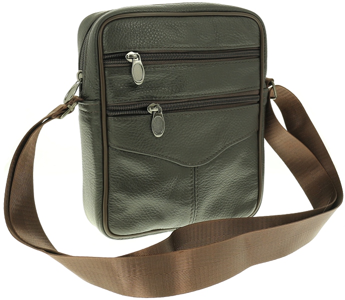 Torba męska skórzana mała saszetka listonoszka na ramię brązowa