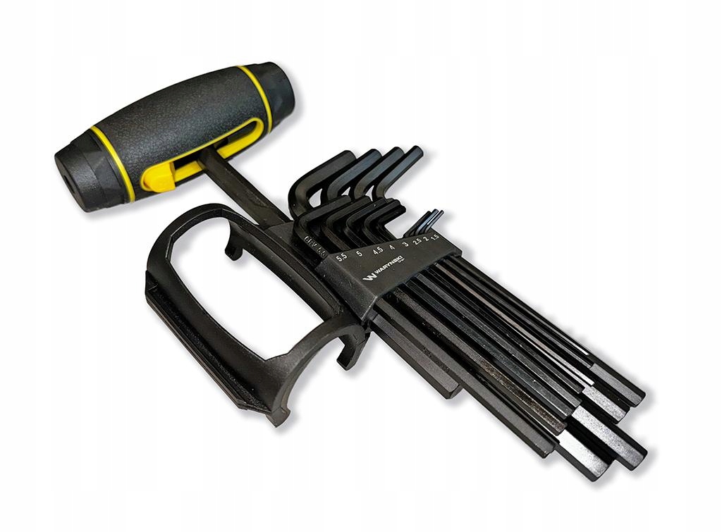 Zestaw klucze imbusowe hex wydłużone 1.5 do 10mm z uchwytem WARYŃSKI