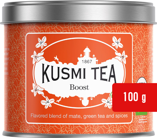 Levně Zelený Čaj Mate Kusmi Boost Plechovka jako Dárek Povzbuzující Aromatická
