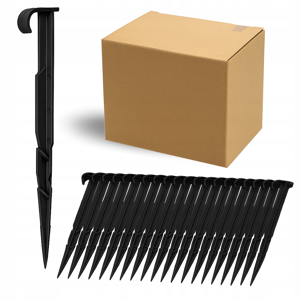 MOCNE SZPILKI DO MONTAŻU RURY LINII KROPLUJĄCEJ 50 SZTUK CZARNE 15,5cm