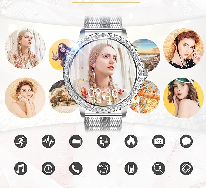 SMARTWATCH ZEGAREK DAMSKI ROZMOWY POWIADOMIENIA ZDROWIE SPORT PULS Model NX19