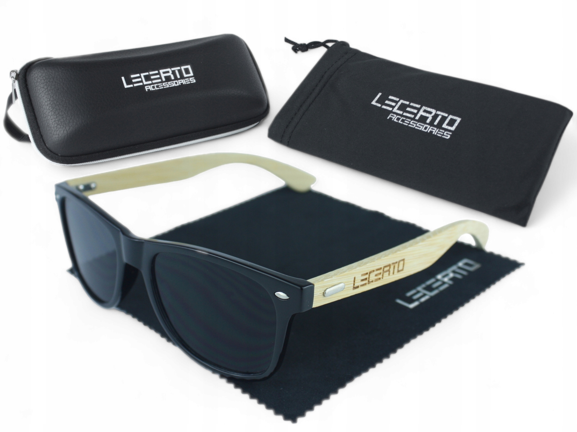 OKULARY PRZECIWSŁONECZNE UV400 DREWNIANE BAMBUSOWE ZESTAW LECERTO Cechy dodatkowe etui w zestawie