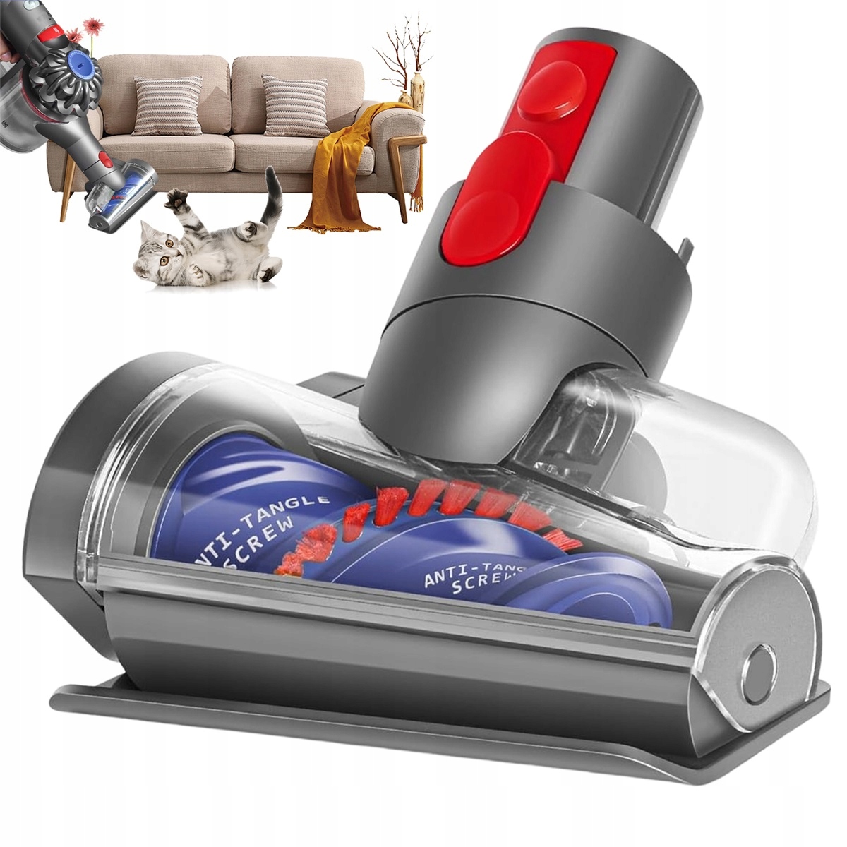 Pro Dyson V15/V11/V10/V8/V7 Kartáč proti zamotání Kónický Tmavě šedý