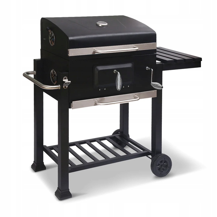 Grill Węglowy Bbq Żeliwny Ruszt XXL 57 x 43 cm Duży Zamykana Pokrywa
