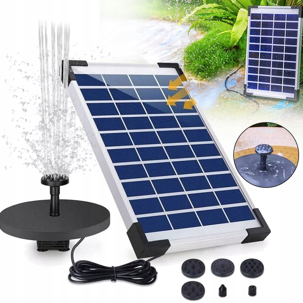 Fontanna Solarna Pompa Ogrodowa Wody Do Oczka Wodnego Stawu Z 6 Dyszami