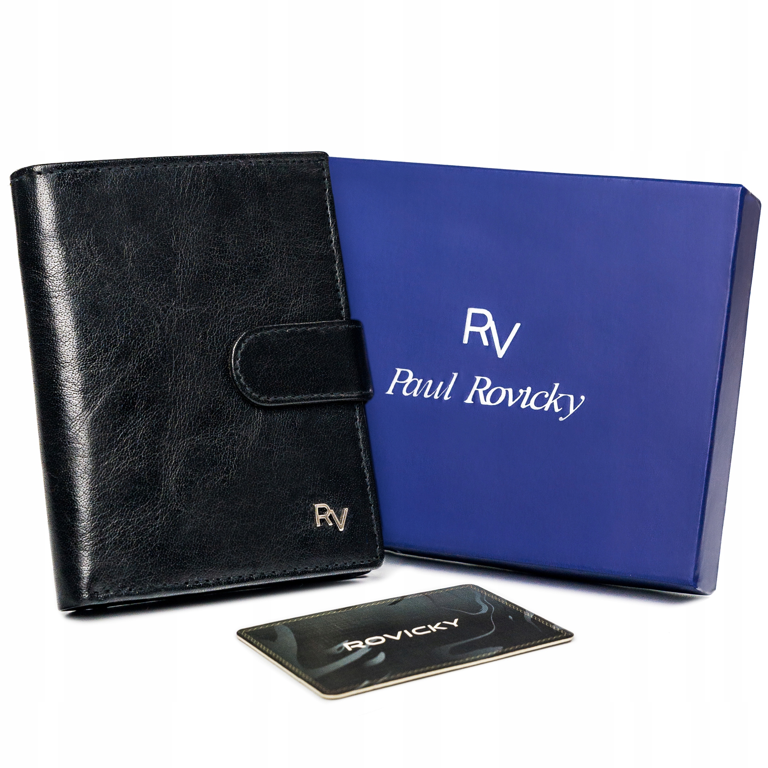 

Portfel męski z zapinką skórzany Rovicky czarny Hq