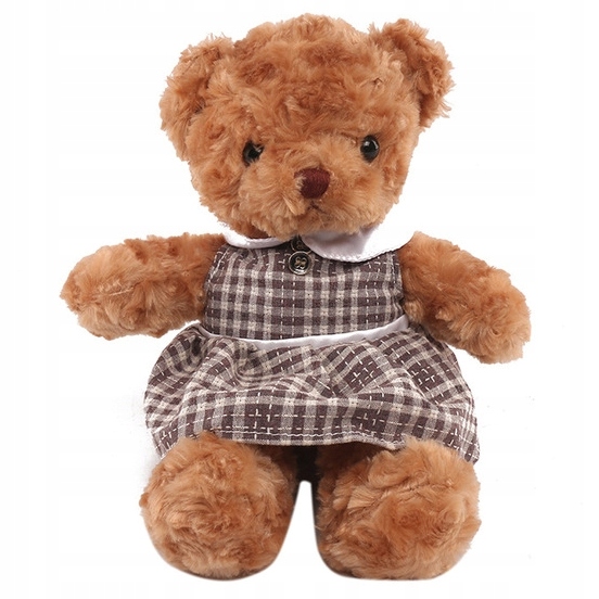 Miś przytulanka w sukience BRĄZ 30cm fiolet F0210