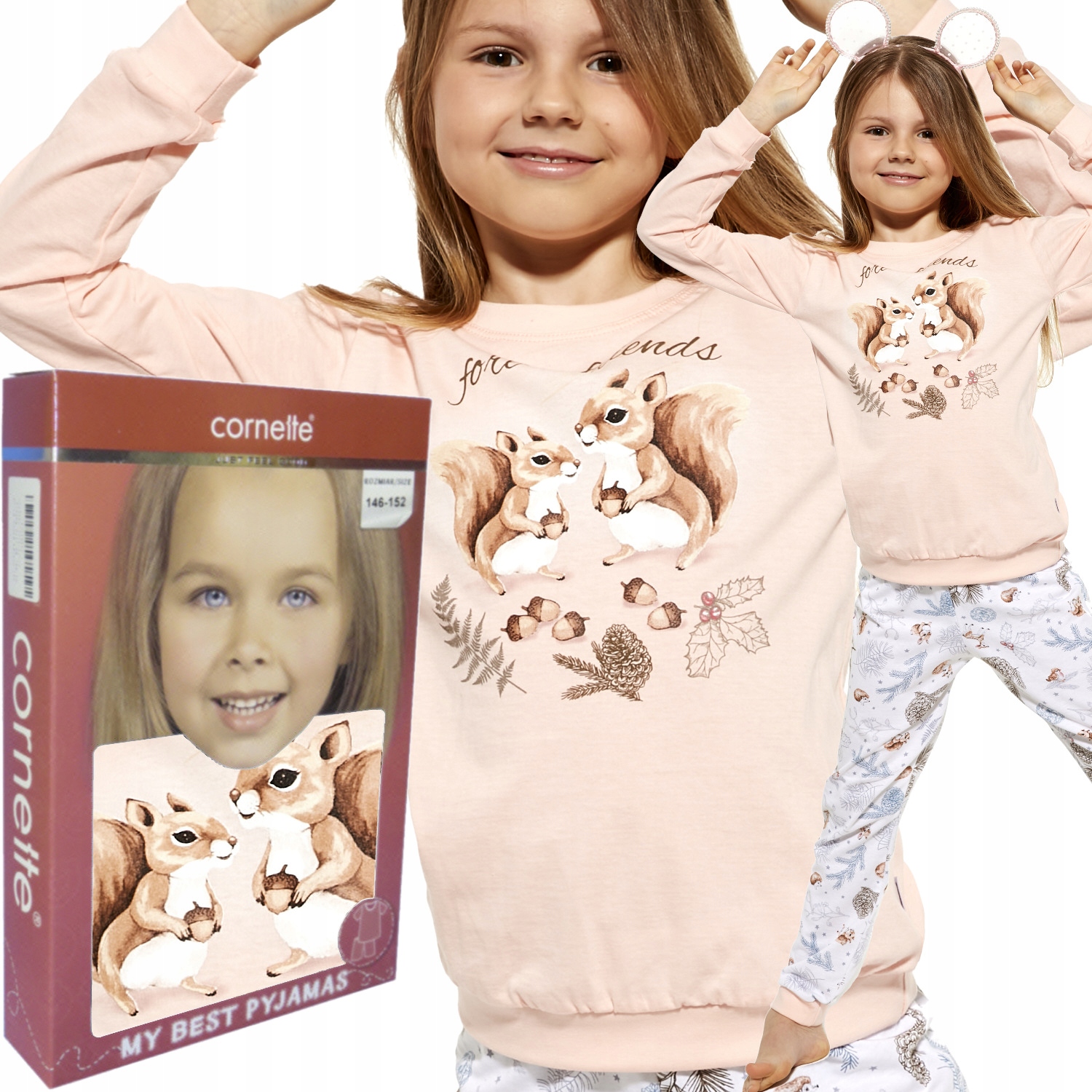 

Cornette piżama dziewczęca 977/154 Squirrel róż